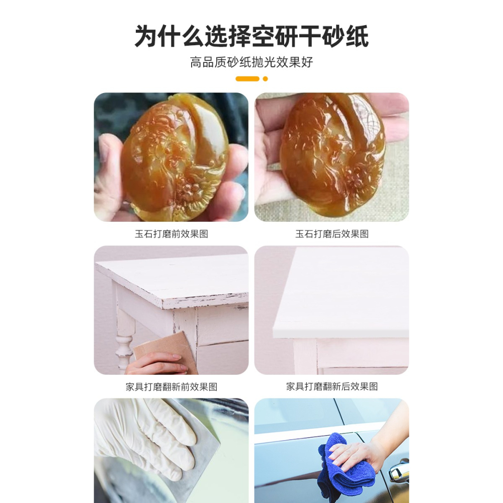 砂紙打磨拋光幹磨砂紙細沙紙白色120-600目木工漆面傢俱墻面木器-細節圖8