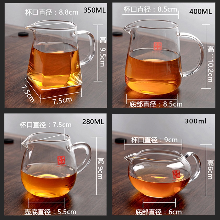 加厚耐熱玻璃方形公道杯 功夫茶茶海公杯大號手工 分茶器茶道配件-細節圖4