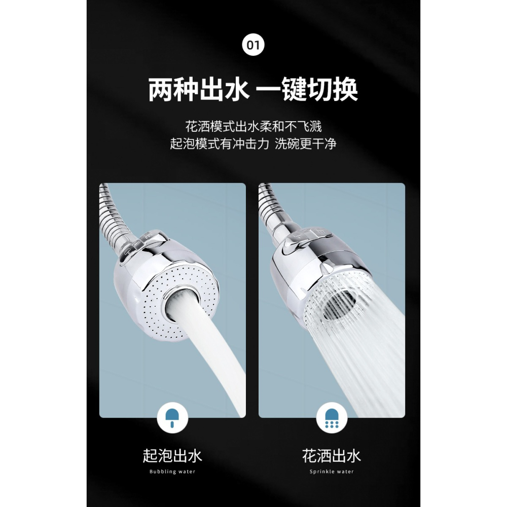 水龍頭防濺延伸器廚房家用萬能增壓花灑加長洗菜盆可旋轉萬向接頭-細節圖7