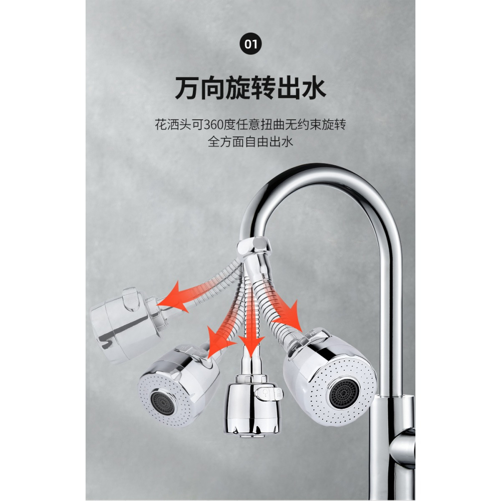 水龍頭防濺延伸器廚房家用萬能增壓花灑加長洗菜盆可旋轉萬向接頭-細節圖8