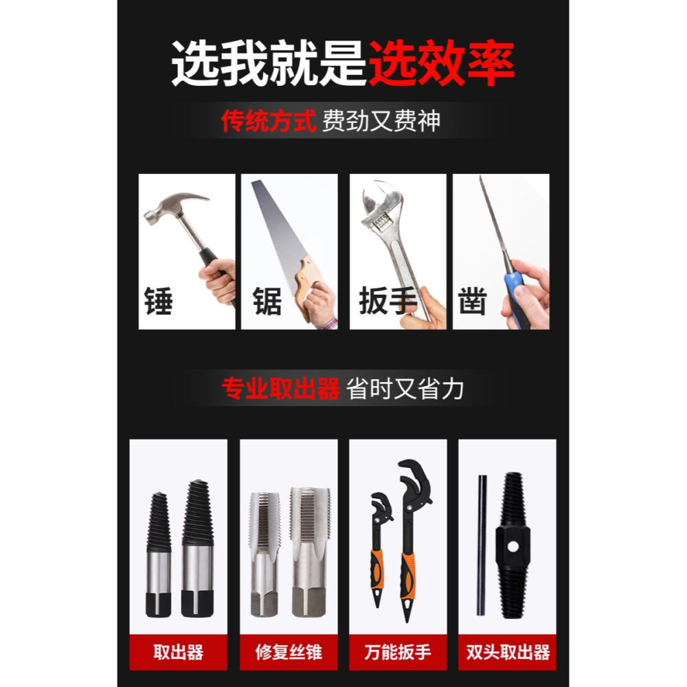 斷絲取出器水龍頭角閥斷頭螺絲取絲器取水管斷管萬能絲錐反絲神器-細節圖9