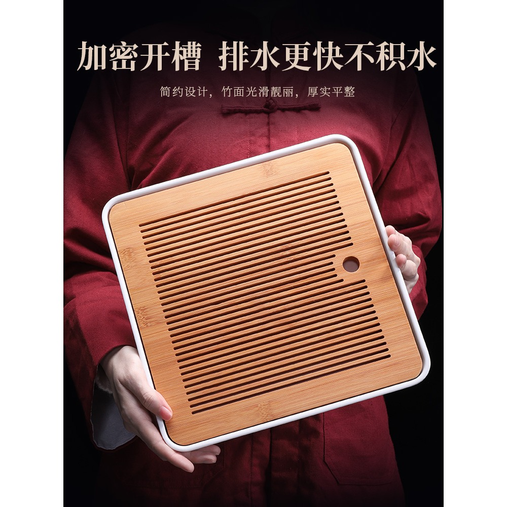 唐豐日式竹製茶盤密胺儲水式茶海家用小型茶臺功夫茶幹泡盤託盤Z-細節圖5