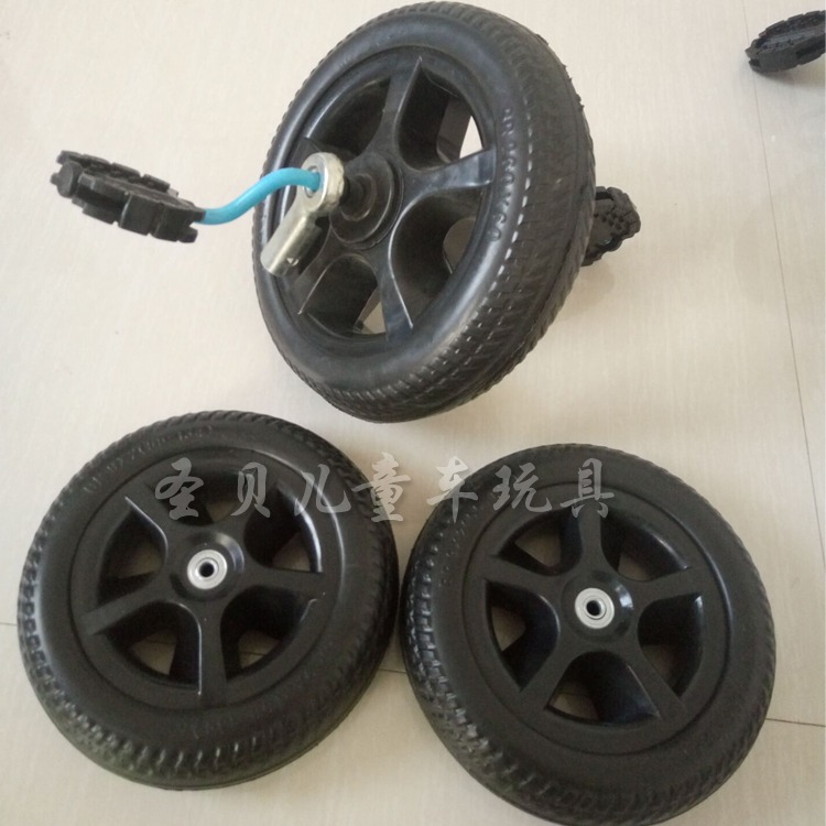 兒童三輪車輪胎配件發泡前輪寶寶腳踏車後輪加厚自行車玩具車輪子-細節圖4