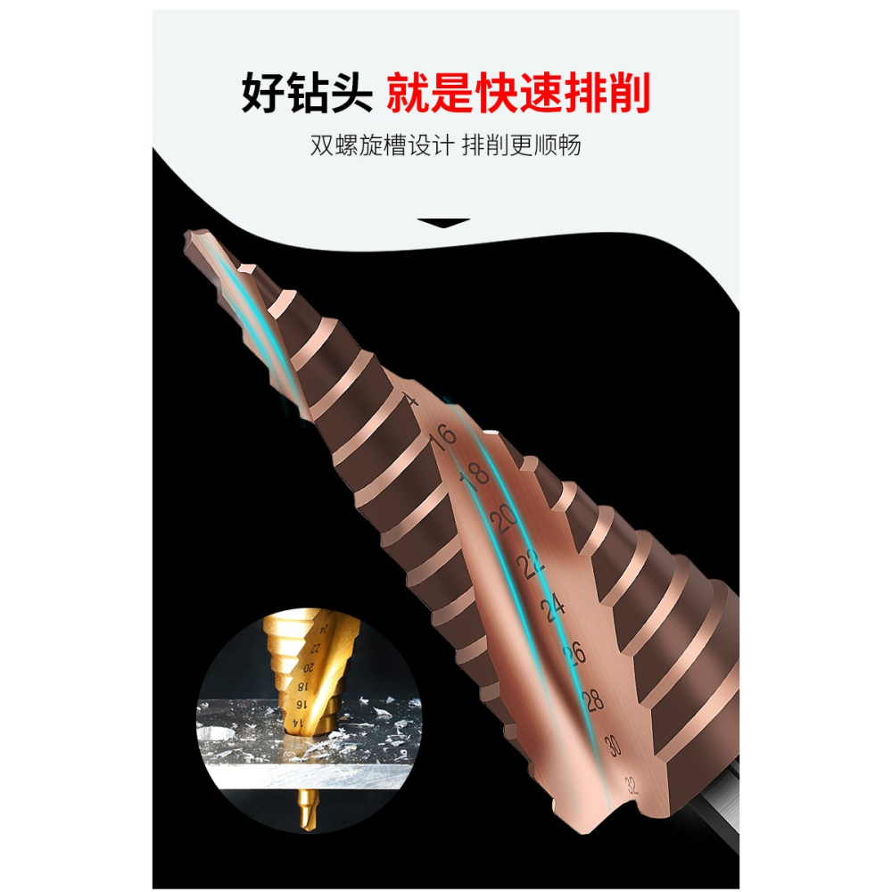 寶塔鉆頭萬能階梯錐形打孔器開孔器多功能擴孔鋼鐵不銹鋼金屬-細節圖8