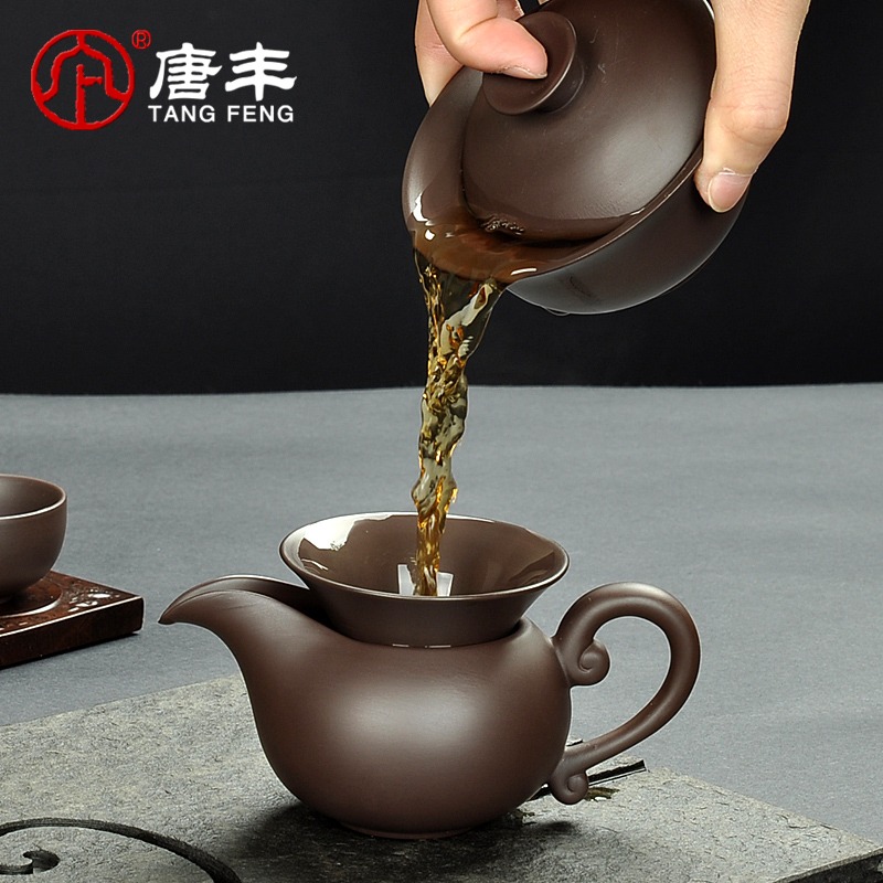 唐豐紫砂茶碗大號茶杯碗杯防燙三炮臺蓋子復古泡茶家用配件蓋碗Z-細節圖4
