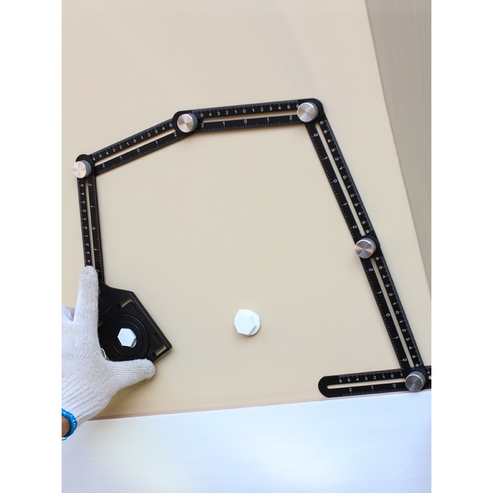 六折尺萬向瓷磚開孔定位器玻璃墻磚地磚打孔定位器多功能測量工具-細節圖2