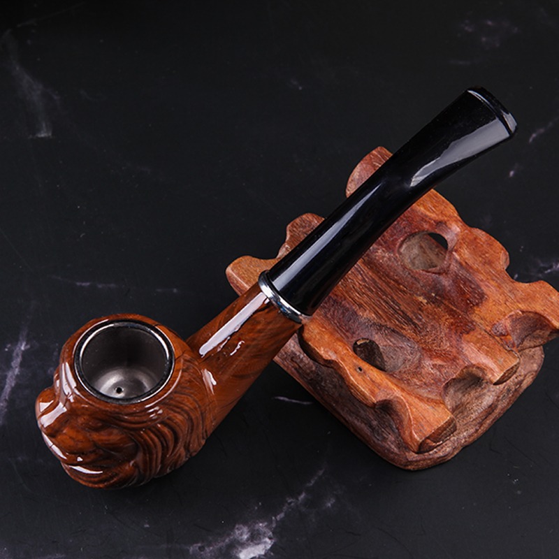 個性獅面煙鬥老式樹脂過濾煙鬥雕刻新手入門初級膠木煙鬥送配件-細節圖3