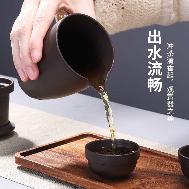 唐豐紫砂旅行茶具家用一壺六杯戶外便捷快客杯簡約車載功夫喝茶器-細節圖5