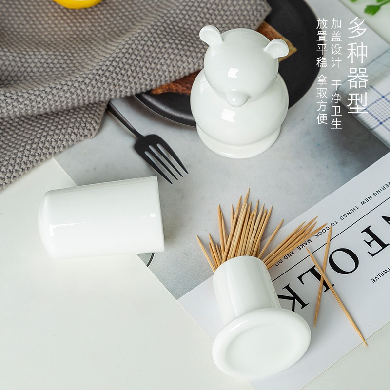 景德鎮純白骨瓷牙簽筒家用餐廳陶瓷牙簽筒純白創意酒店餐廳牙簽盒-細節圖4