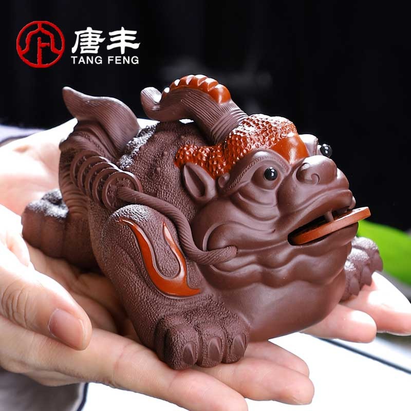 唐豐紫砂茶寵三足金蟾茶桌蟾蜍茶藝擺件茶玩功夫茶臺配件190239Z-細節圖4