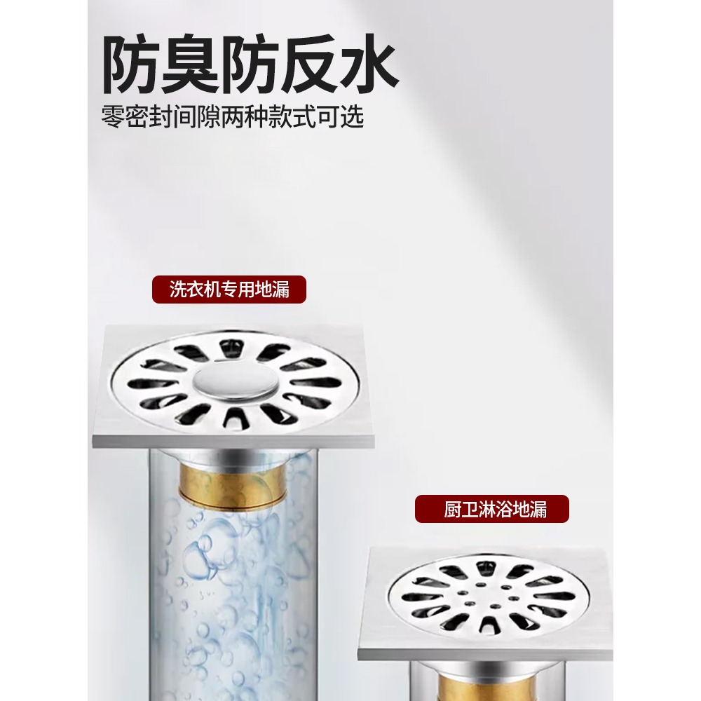 地漏防反水溢水過濾網不銹鋼下水道洗衣機廁所隔防臭方形過濾網蓋-細節圖3