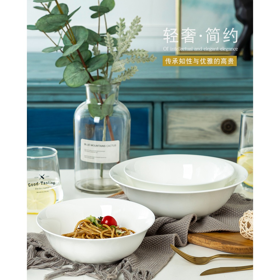6個裝釉下彩景德鎮骨瓷純白碗套裝家用創意中式飯碗麪碗大號湯碗-細節圖6