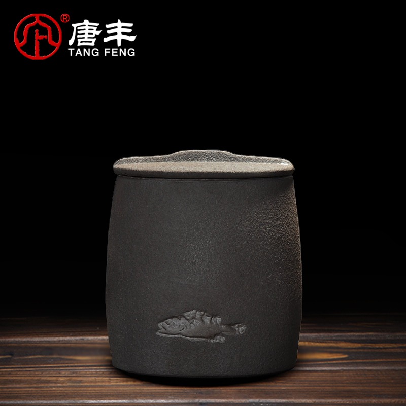 唐豐粗陶茶灌復古茶業罐茶倉春季土陶罐黑茶香粉密封陶瓷茶葉罐Z-細節圖3