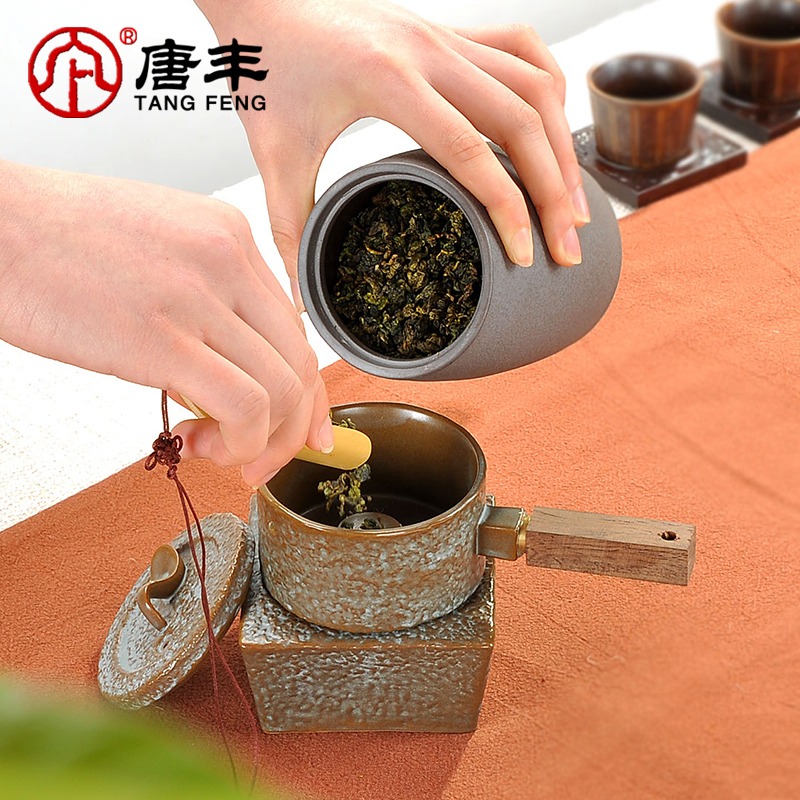 唐豐粗陶茶灌復古茶業罐茶倉春季土陶罐黑茶香粉密封陶瓷茶葉罐Z-細節圖5