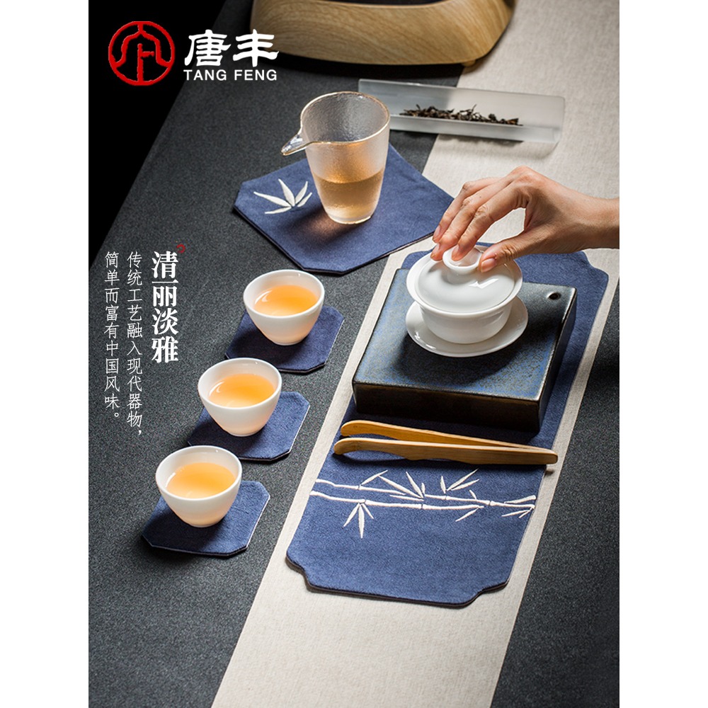 唐豐茶席茶墊茶布墊幹泡盤墊茶巾中國風棉麻吸水加厚茶杯墊桌墊Z-細節圖4