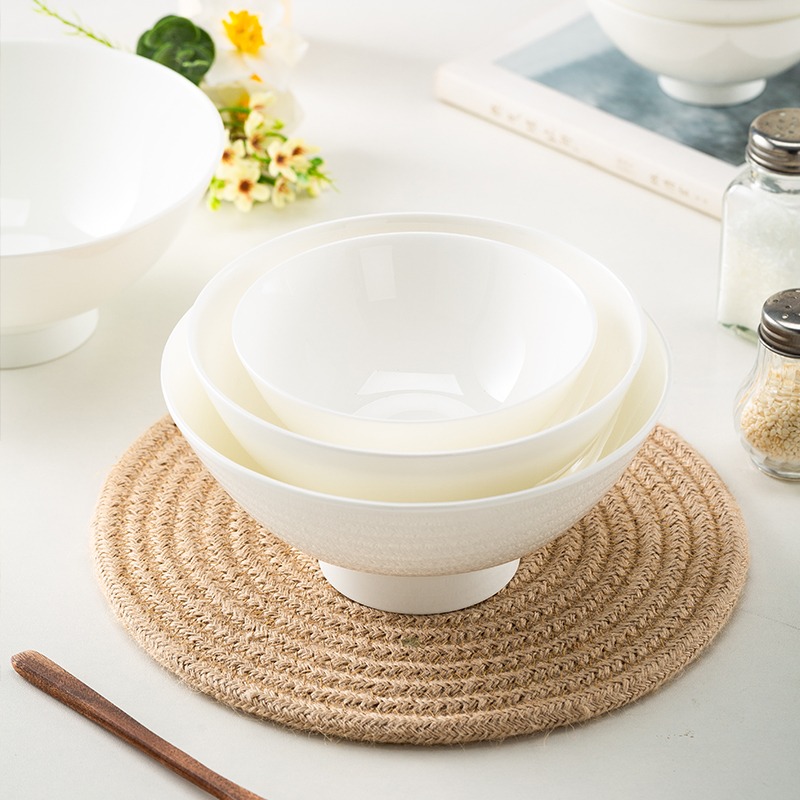 10個裝景德鎮純白骨瓷餐具日式碗飯碗5/6/7英寸釉下彩家用拉麪碗-細節圖2