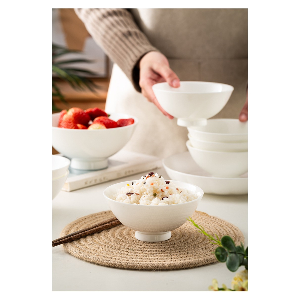 10個裝景德鎮純白骨瓷餐具日式碗飯碗5/6/7英寸釉下彩家用拉麪碗-細節圖8