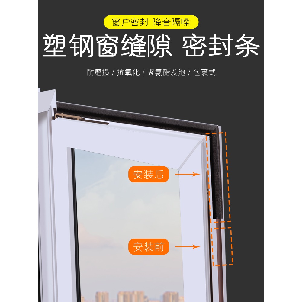 窗戶密封條自粘鋁合金塑鋼縫隙漏風保暖防盜門縫窗縫防風靜音膠條-細節圖2