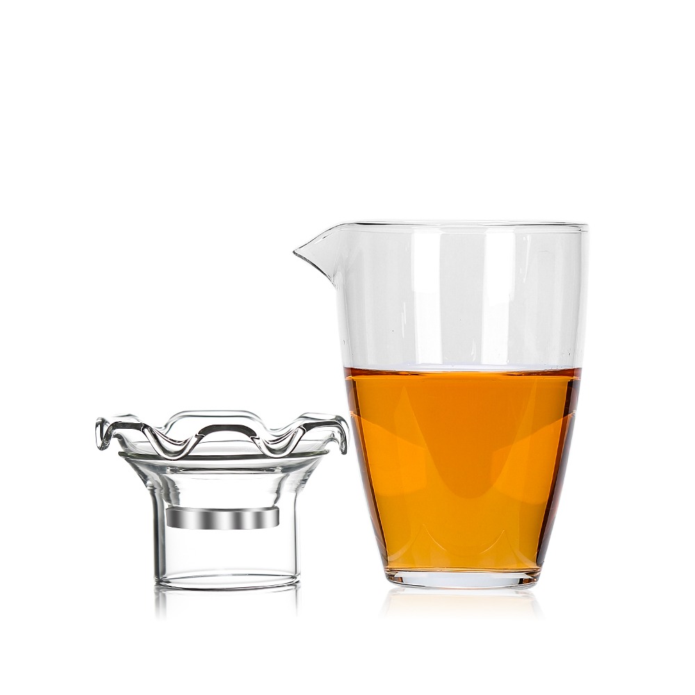 唐豐公道杯茶漏套裝大容量透明茶海玻璃不銹鋼茶濾簡約茶葉過濾器-細節圖2