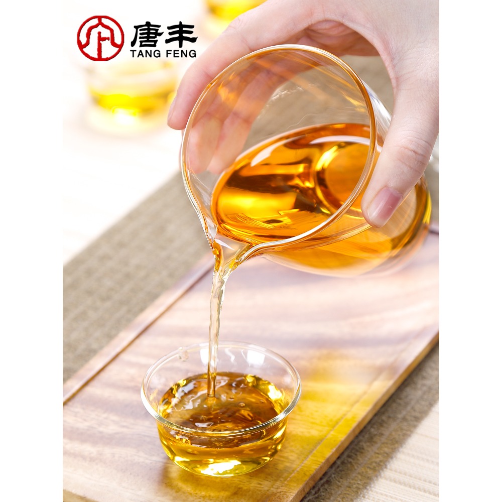 唐豐公道杯茶漏套裝大容量透明茶海玻璃不銹鋼茶濾簡約茶葉過濾器-細節圖5