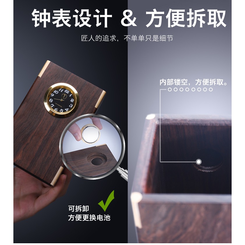 唐豐功夫茶配件茶道六君子套裝黑檀木茶夾小時鐘茶藝組合茶工具Z-細節圖7