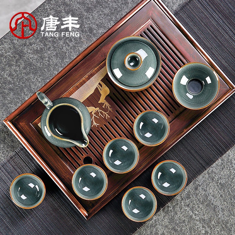 哥窯茶具套裝家用輕奢高檔辦公室會客陶瓷杯網紅爆款功夫泡茶神器-細節圖2