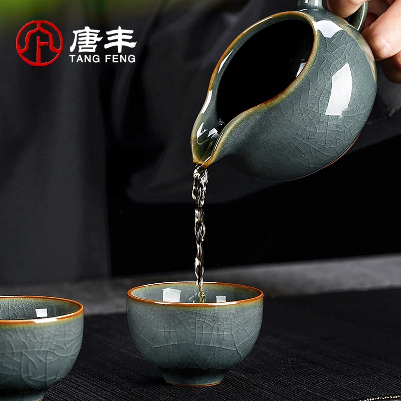 哥窯茶具套裝家用輕奢高檔辦公室會客陶瓷杯網紅爆款功夫泡茶神器-細節圖4