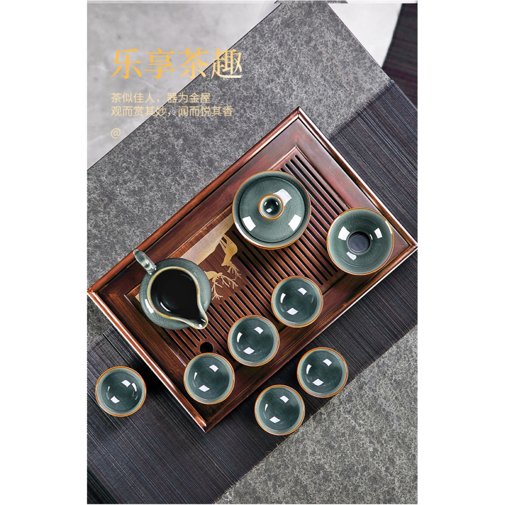 哥窯茶具套裝家用輕奢高檔辦公室會客陶瓷杯網紅爆款功夫泡茶神器-細節圖9