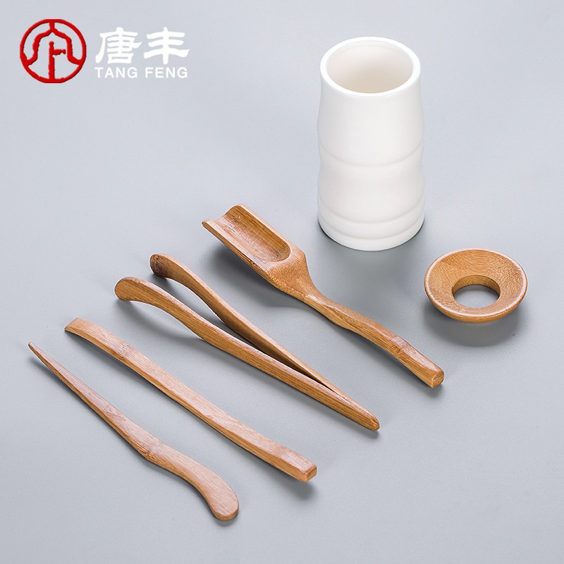 唐豐黑檀木茶道六君子功夫茶配件茶針茶夾杯夾茶勺茶藝茶寵套裝Z-細節圖3