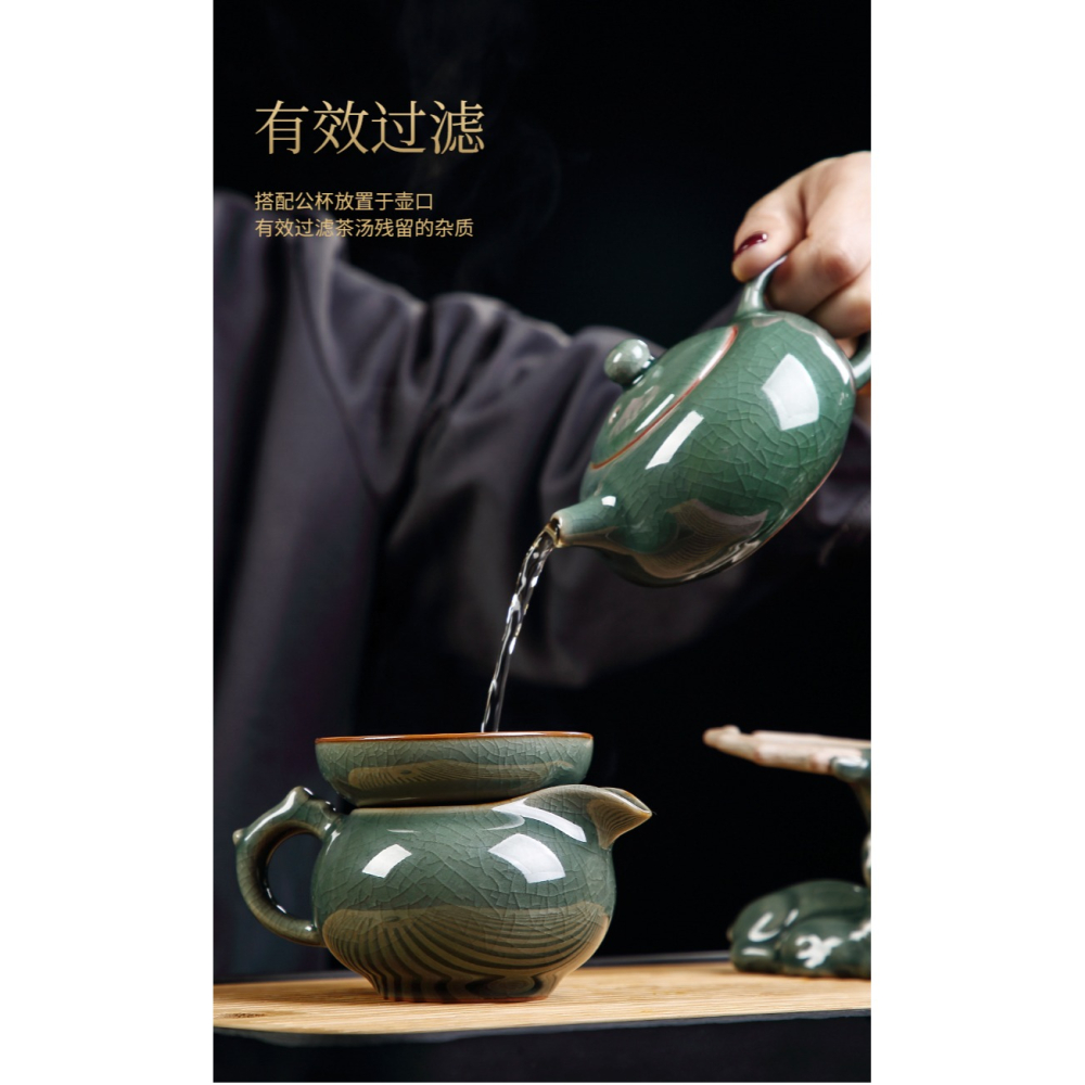 唐豐一鹿有你茶漏架茶漏託一體創意茶漏茶濾濾茶器泡茶神器茶漏網-細節圖9