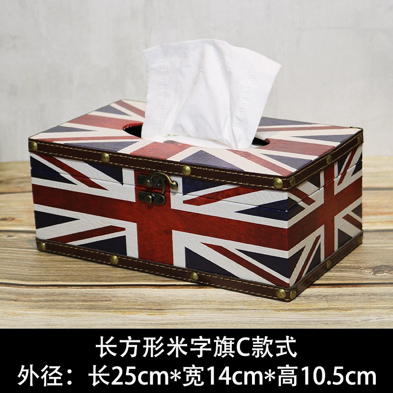 歐式美式復古創意時尚皮革車載抽紙盒酒吧ktv客廳茶幾家用紙巾盒-細節圖6