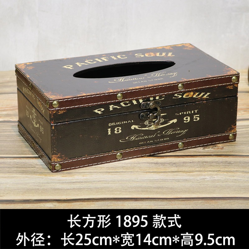 歐式美式復古創意時尚皮革車載抽紙盒酒吧ktv客廳茶幾家用紙巾盒-細節圖8