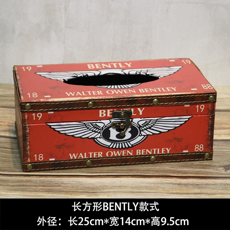 歐式美式復古創意時尚皮革車載抽紙盒酒吧ktv客廳茶幾家用紙巾盒-細節圖9