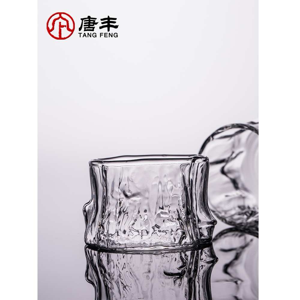 唐豐耐熱高硼硅透明玻璃品茗杯套裝樹紋壺身單杯主人杯功夫小茶杯-細節圖5