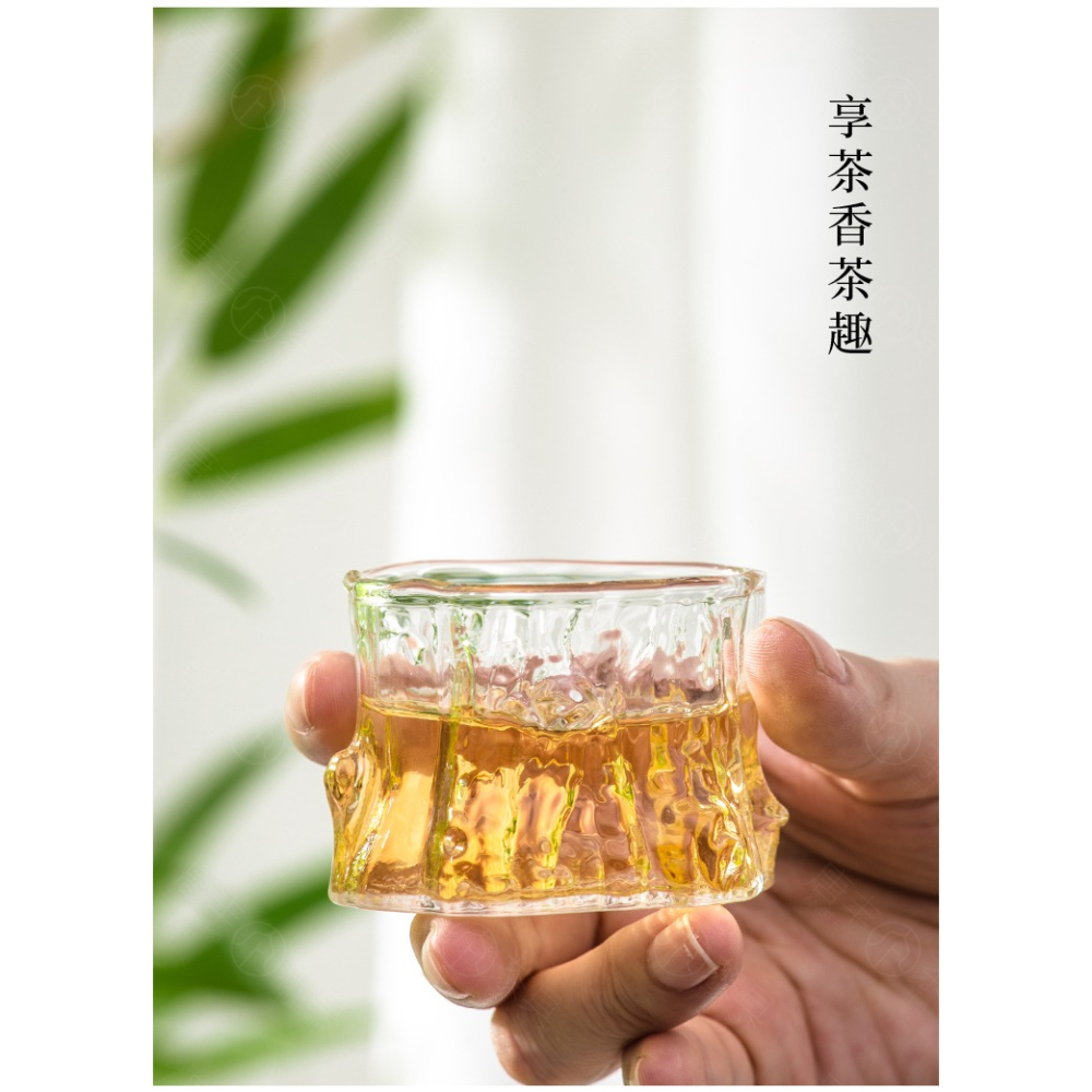 唐豐耐熱高硼硅透明玻璃品茗杯套裝樹紋壺身單杯主人杯功夫小茶杯-細節圖10