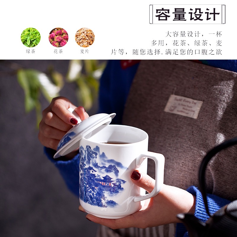 景德鎮陶瓷器杯子純白骨瓷杯酒店辦公杯會議杯杯榮譽杯茶具套裝-細節圖4