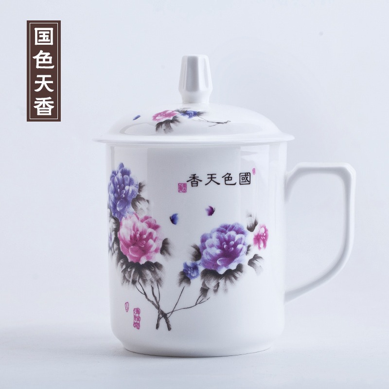 景德鎮陶瓷器杯子純白骨瓷杯酒店辦公杯會議杯杯榮譽杯茶具套裝-細節圖7