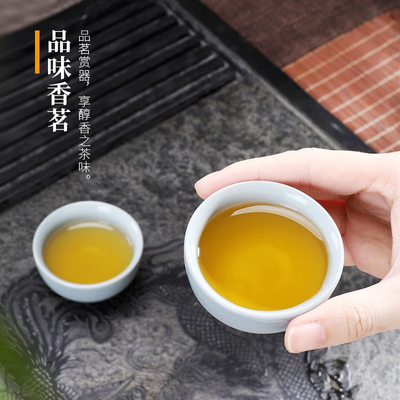 唐豐茶具套裝汝窯開片可養家用功夫青瓷浮雕茶杯陶瓷簡約現代Z-細節圖5