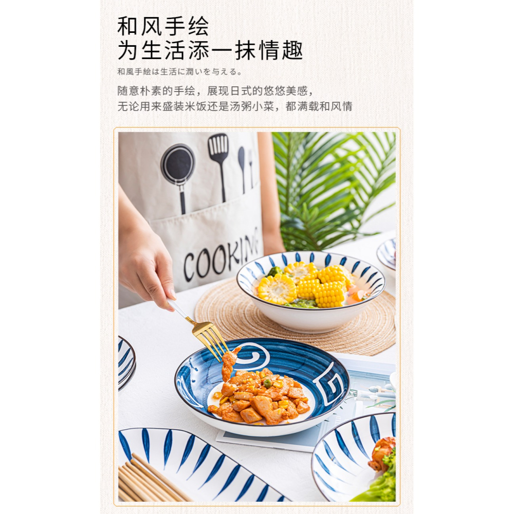 盤子套裝2/4/6/10只裝家用日式陶瓷碟子菜盤魚盤創意個性餐盤組合-細節圖10