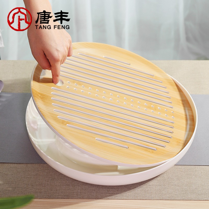 唐豐白瓷功夫茶具套裝幹泡臺日式辦公室家用儲水簡約幹泡茶盤茶臺-細節圖5