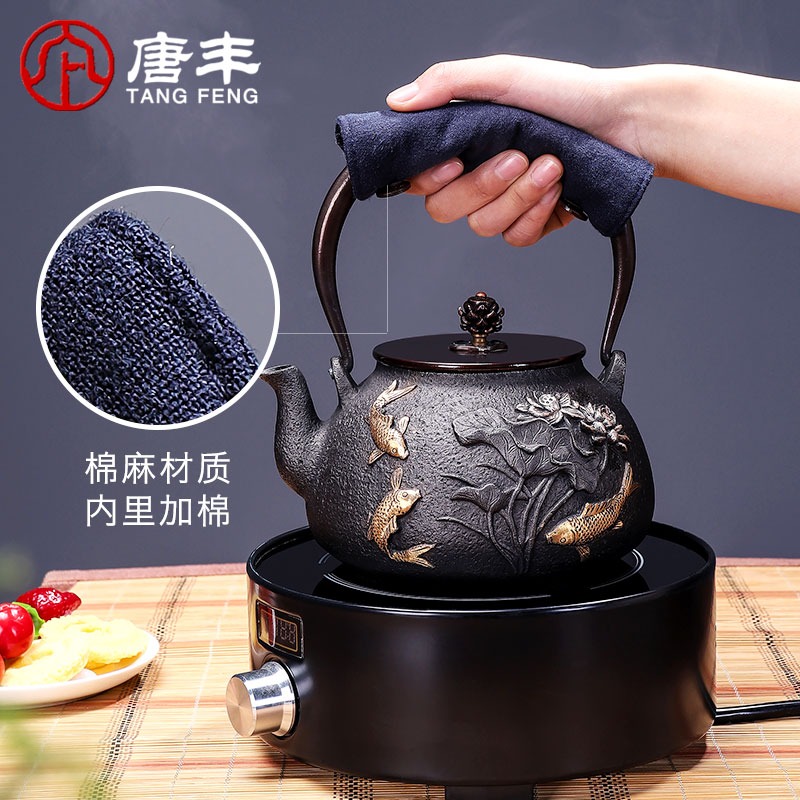唐豐茶壺墊鐵壺把隔熱墊棉麻茶墊提樑壺把防燙冷茶布茶具茶道配Z-細節圖3