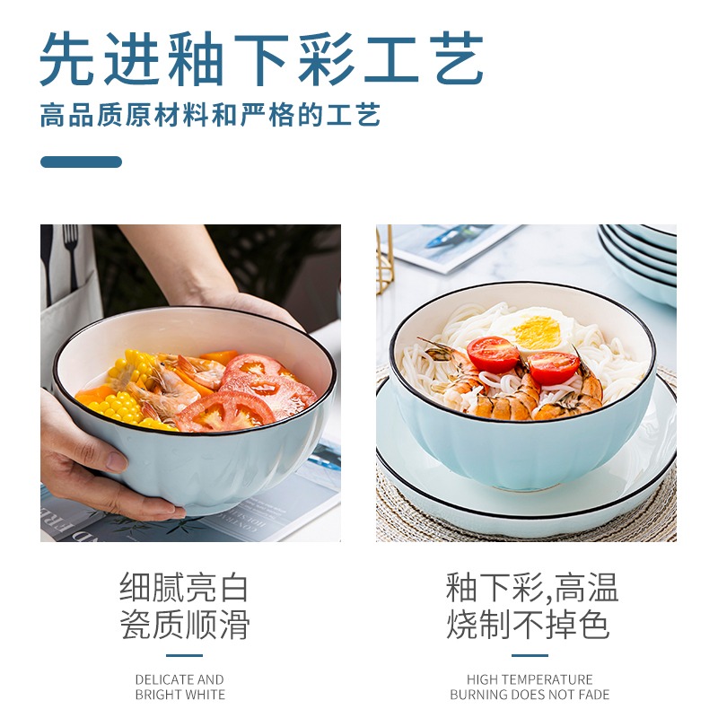 湯碗大小號家用陶瓷創意個性碗盤學生泡麪碗簡約可愛少女心湯碗-細節圖4