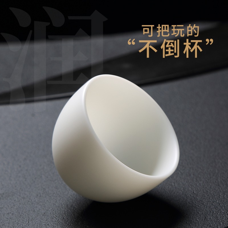 唐豐白瓷品茗杯單個家用陶瓷主人杯羊脂玉小茶杯個人杯功夫建盞Z-細節圖4