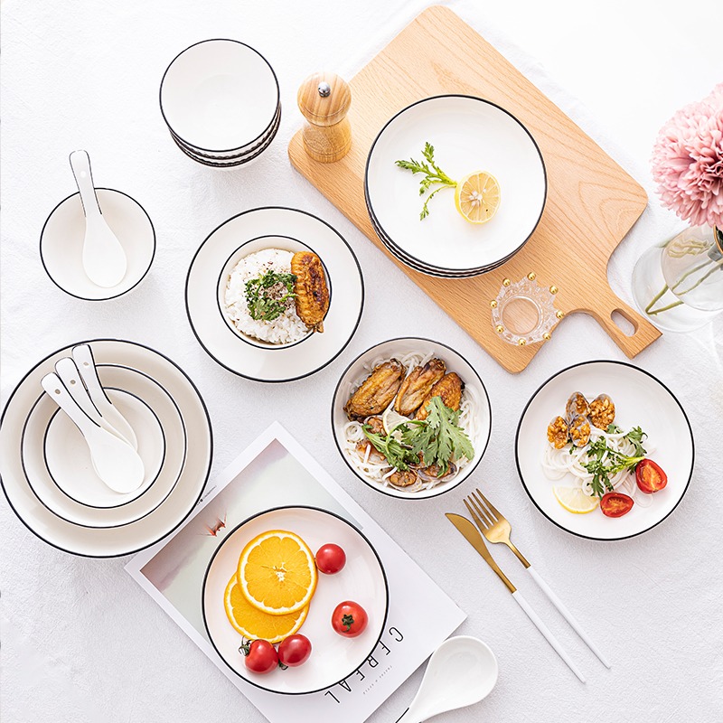 麪碗2個裝飯碗大號泡麪碗組合北歐家用碗餐具套裝可愛6英寸陶瓷碗-細節圖5