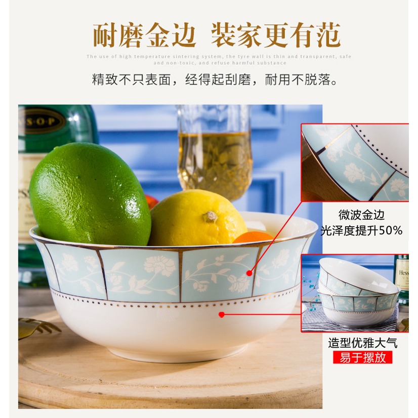 4個裝 景德鎮骨瓷陶瓷麪碗家用碗6英寸拉麪碗湯碗泡麪碗牛肉麪碗-細節圖8