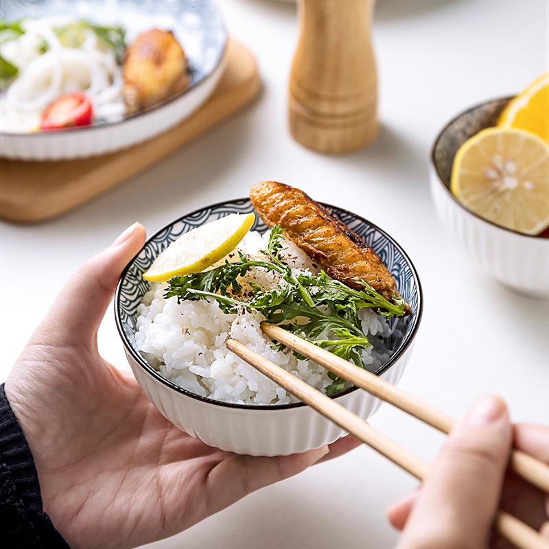 日式飯碗10個裝家用米飯碗陶瓷碗個性創意小碗湯碗精緻喫飯碗套裝-細節圖3