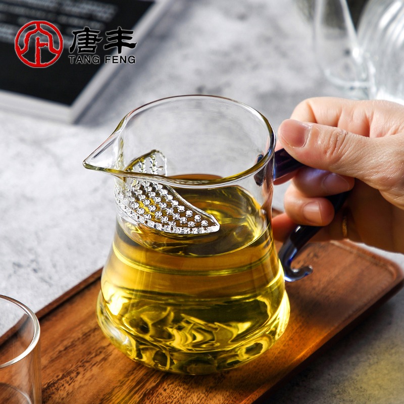 月牙公杯家用日式透明茶海耐熱加厚大容量分茶器公道杯茶漏一體A-細節圖2