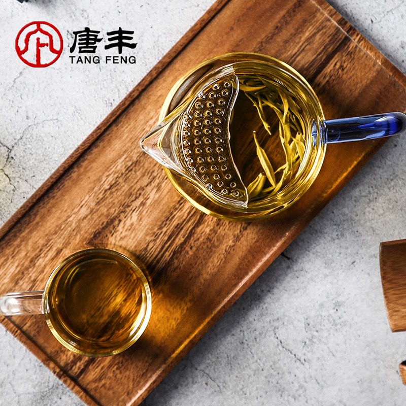 月牙公杯家用日式透明茶海耐熱加厚大容量分茶器公道杯茶漏一體A-細節圖3