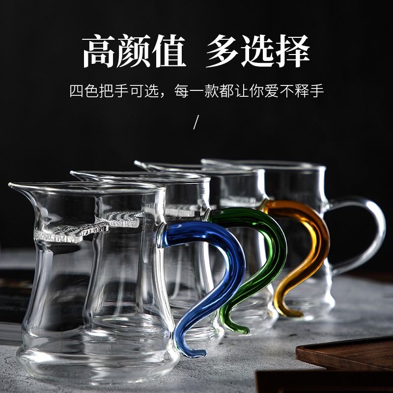 月牙公杯家用日式透明茶海耐熱加厚大容量分茶器公道杯茶漏一體A-細節圖4