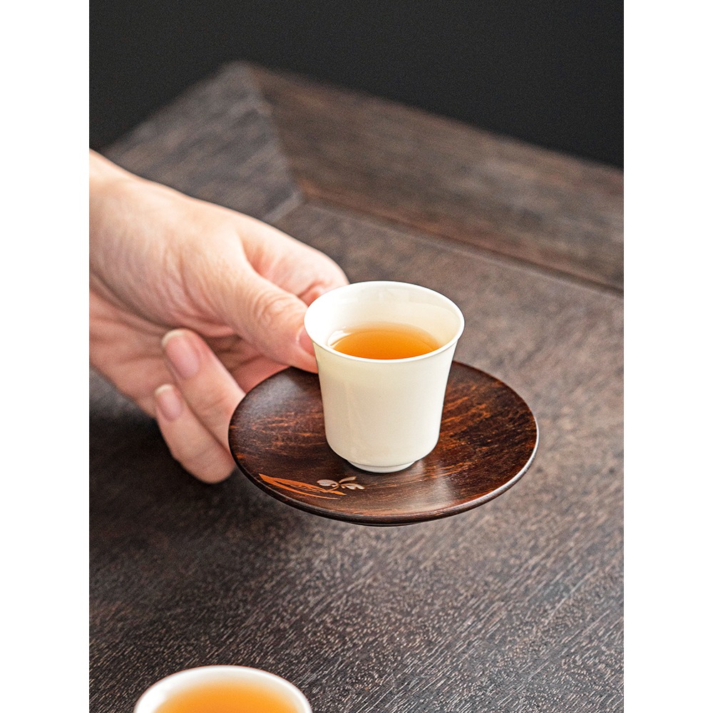 唐豐黑檀實木杯墊家用新中式功夫茶具隔熱墊輕奢高檔杯託茶道墊子-細節圖3